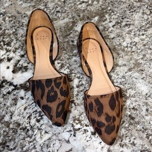 a new day Leopard Print Pointed D'Orsay Flats - Brown/Black